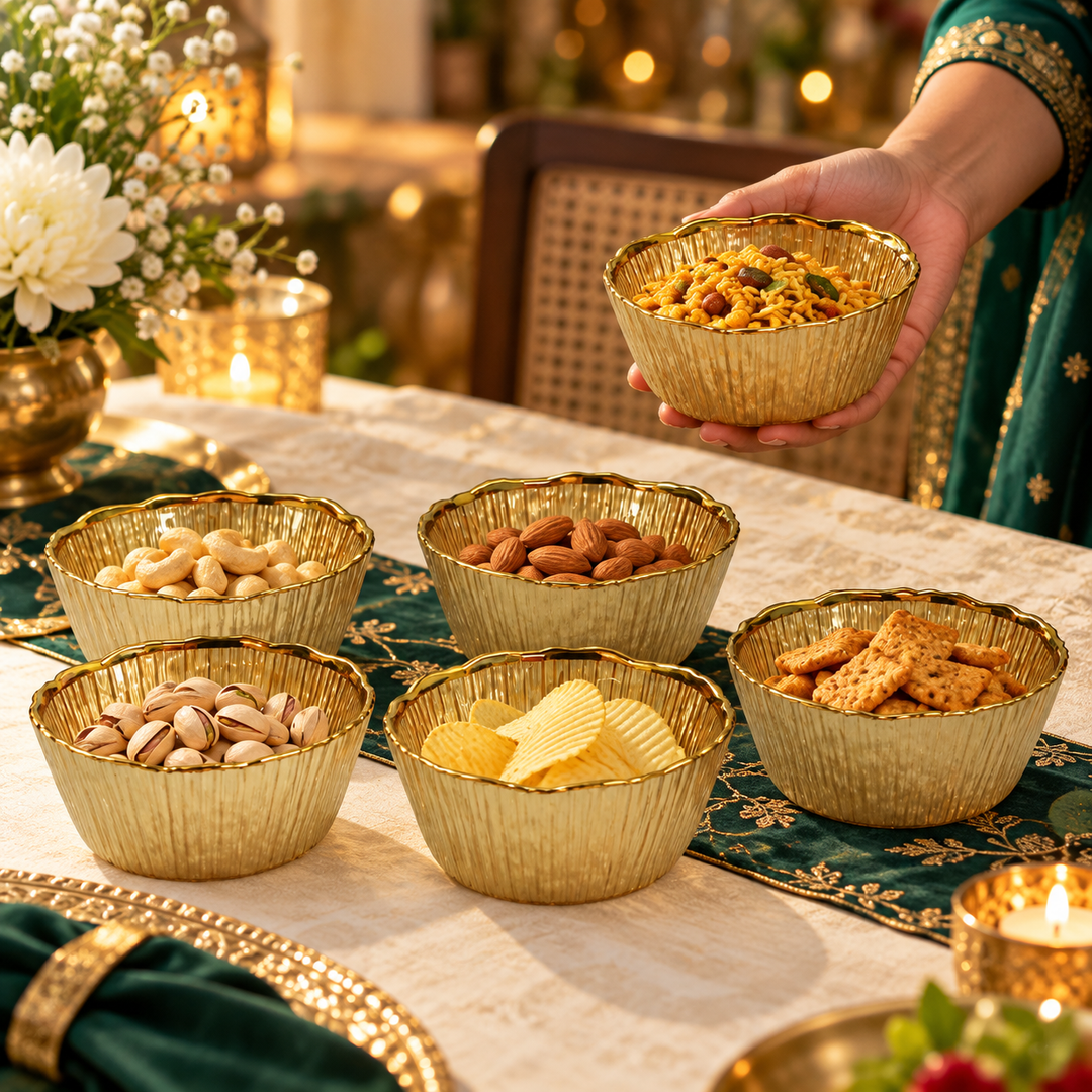 Golden Petal Dessert Bowls