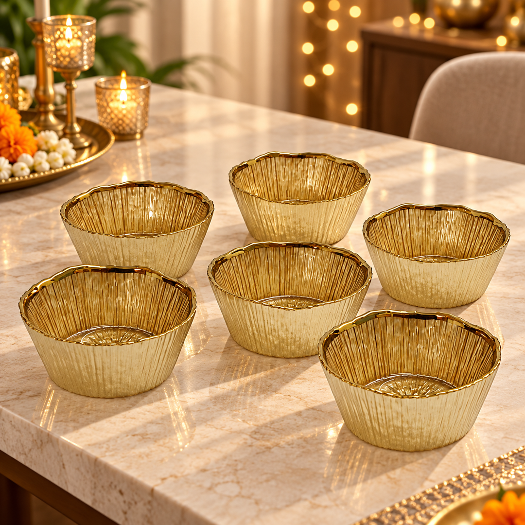 Golden Petal Dessert Bowls