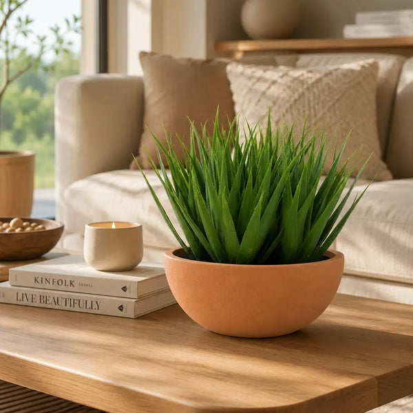Terra Green Artificial Grass Plant with Bowl Po