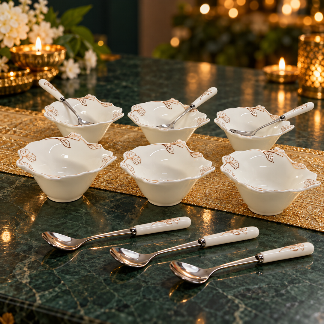 Golden Blossom Dessert Set