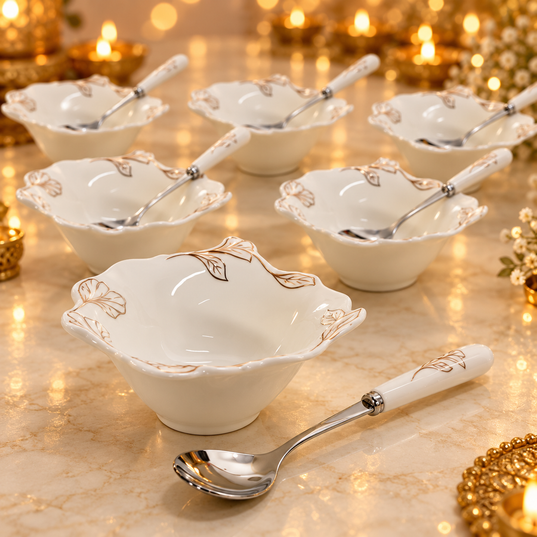 Golden Blossom Dessert Set
