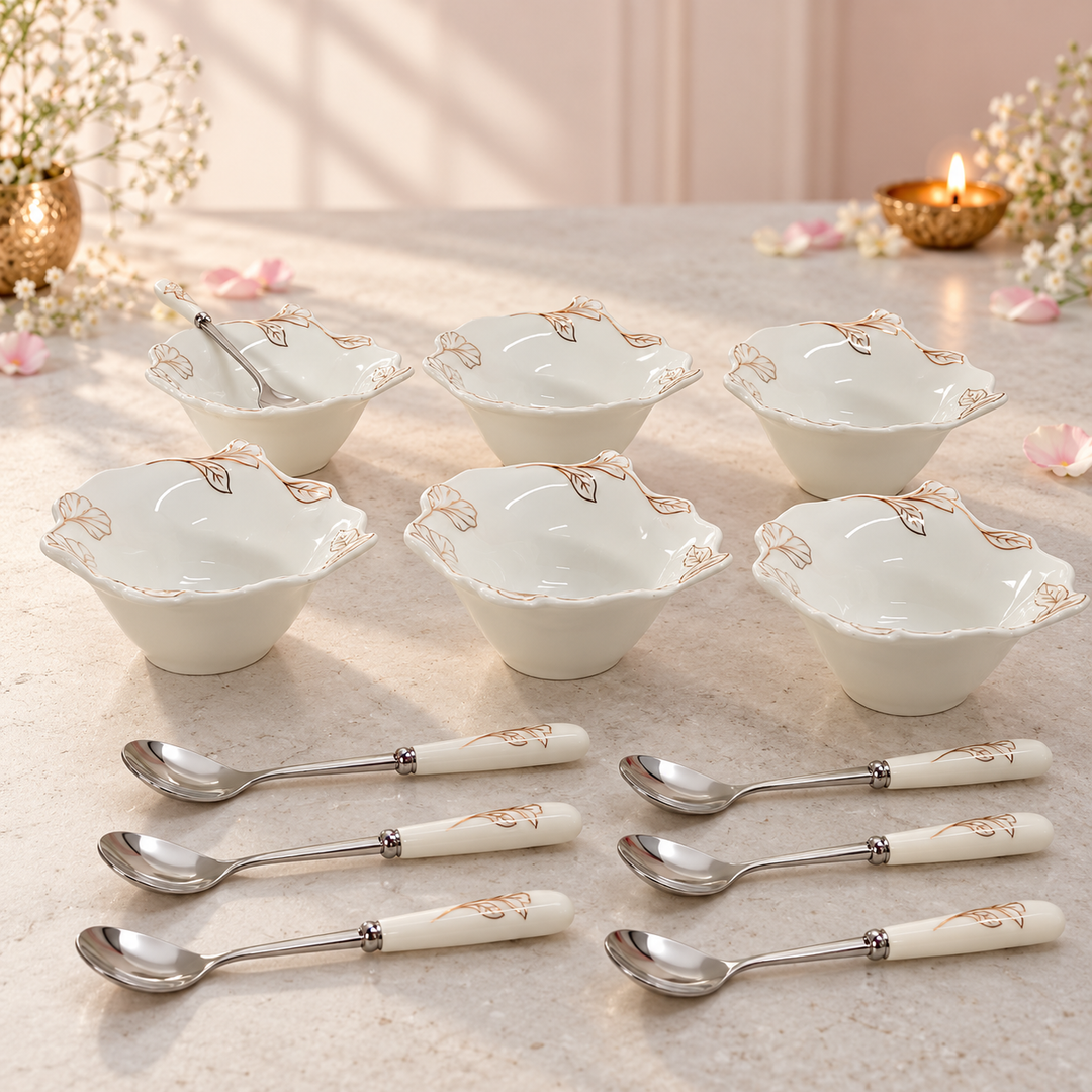 Golden Blossom Dessert Set