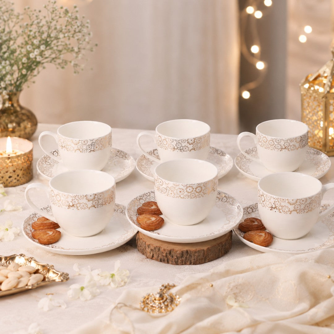 Elegant Platinum Porcelain Cup Set
