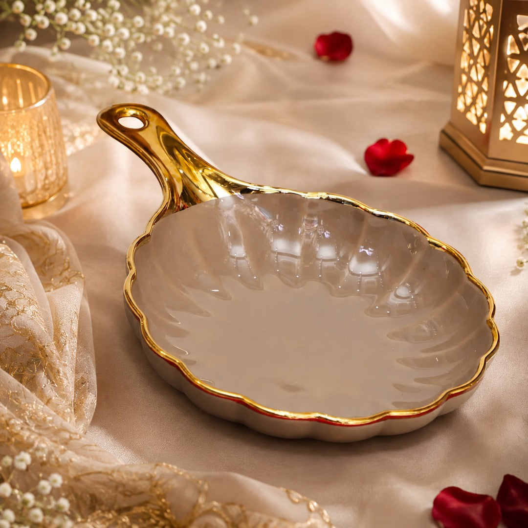 Golden Bloom Brown Glass Dish