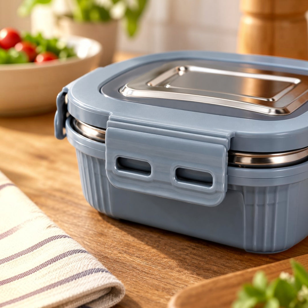 SlateNest Meal Mate Duo Stainless Steel Microwave Lunch Box Set