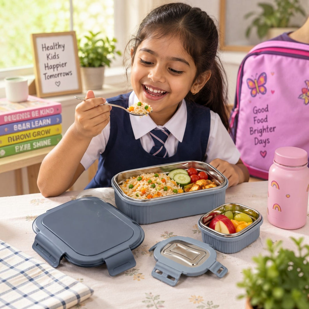 SlateNest Meal Mate Duo Stainless Steel Microwave Lunch Box Set
