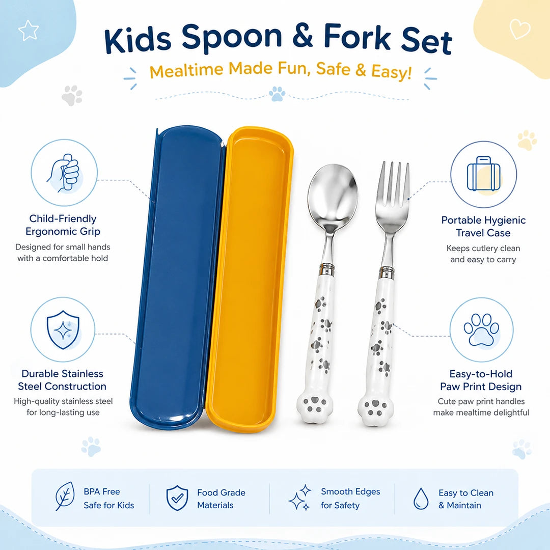 PawPrint Kids Travel Cutlery Set
