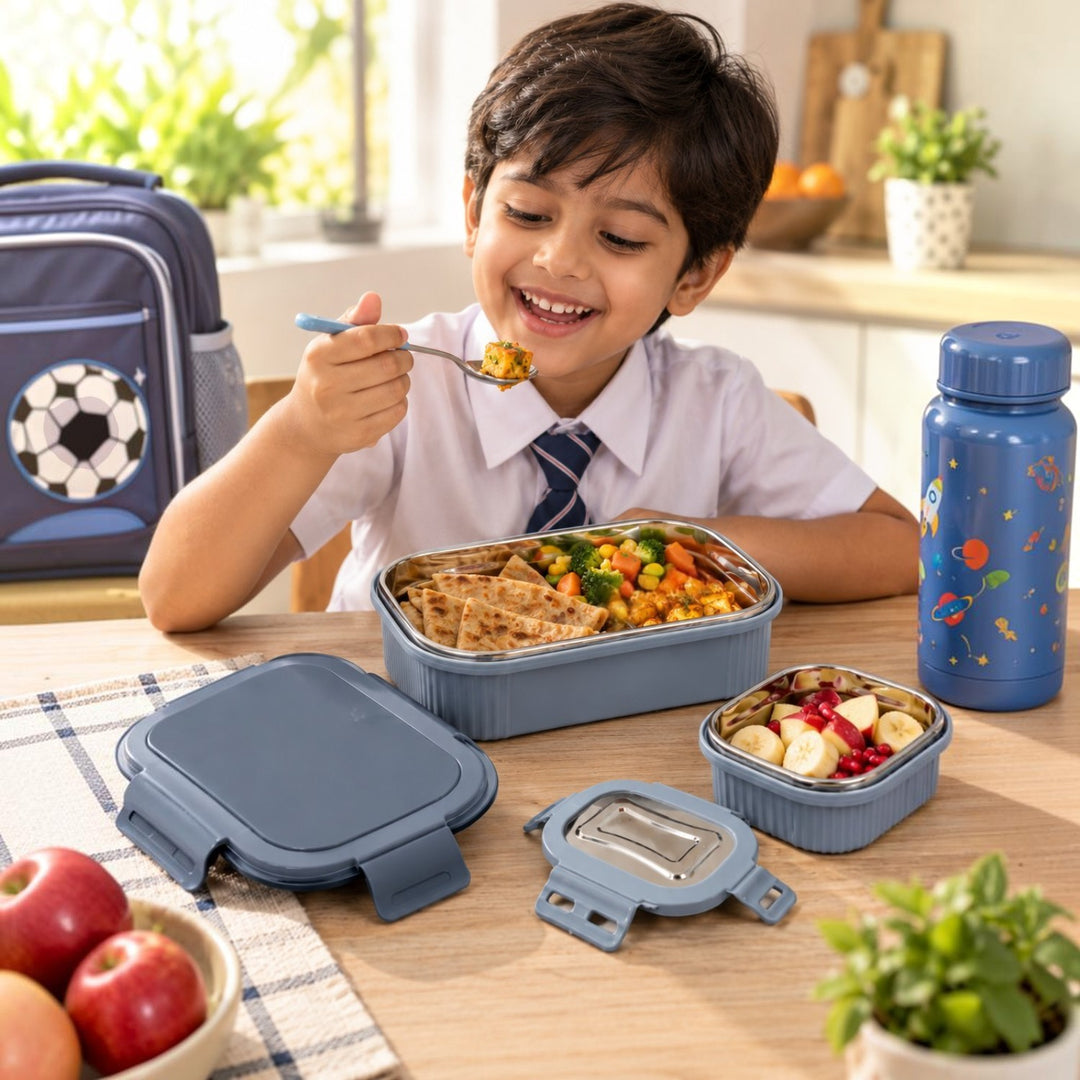 SlateNest Meal Mate Duo Stainless Steel Microwave Lunch Box Set