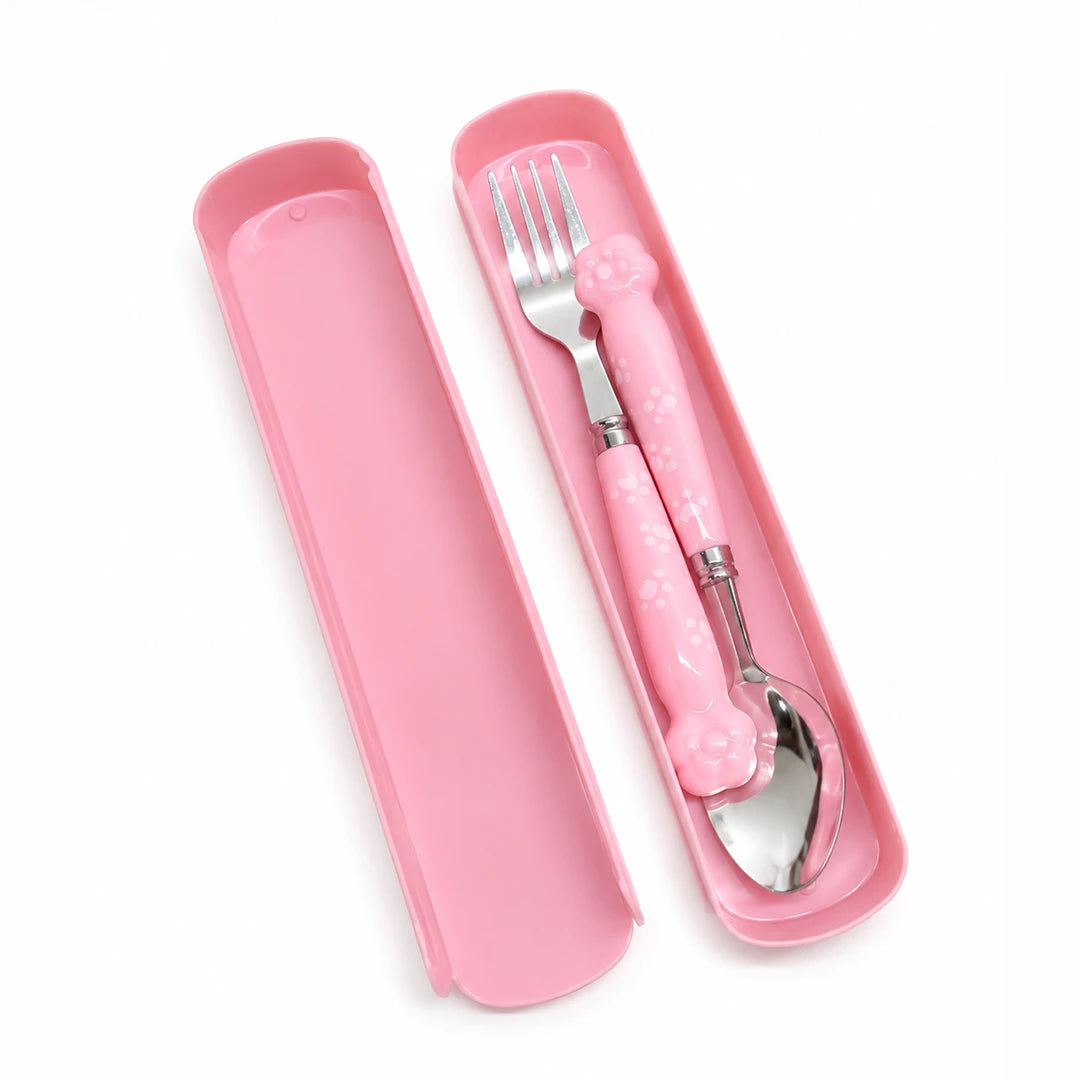BlushPaw Kids Spoon & Fork Set with Travel Case