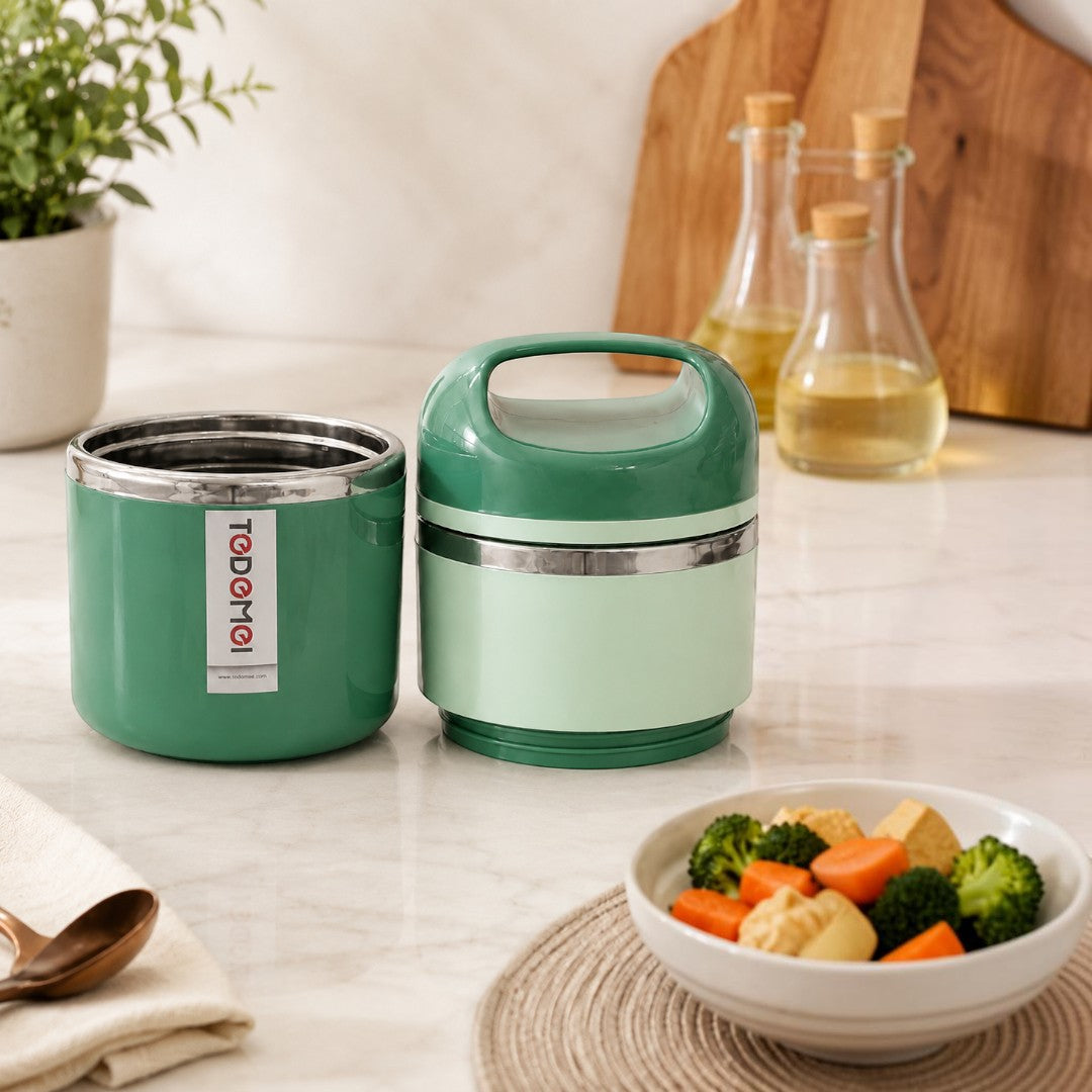 Mint Green 2-Tier Insulated Stainless Steel Lunch Box