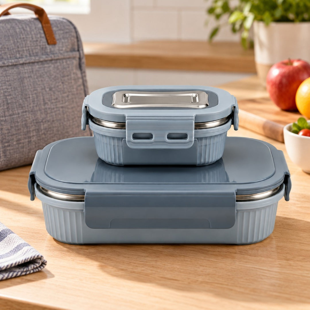 SlateNest Meal Mate Duo Stainless Steel Microwave Lunch Box Set