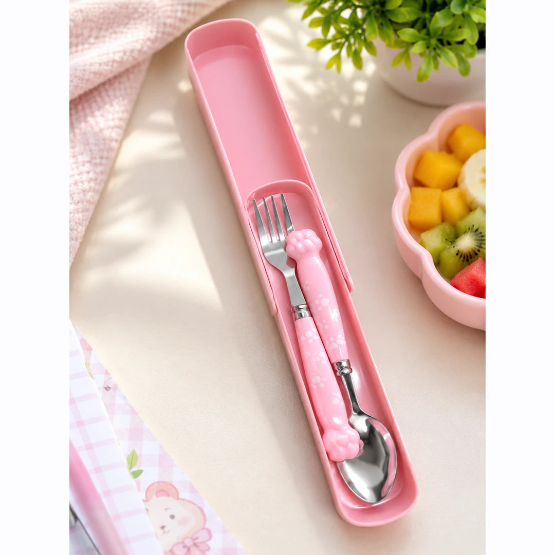BlushPaw Kids Spoon & Fork Set with Travel Case