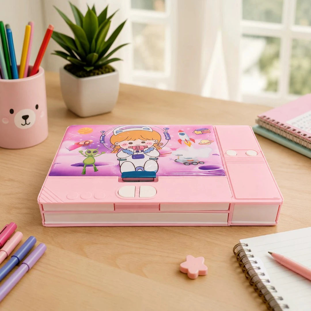 Galaxy Glow Multi-Compartment Pencil Box