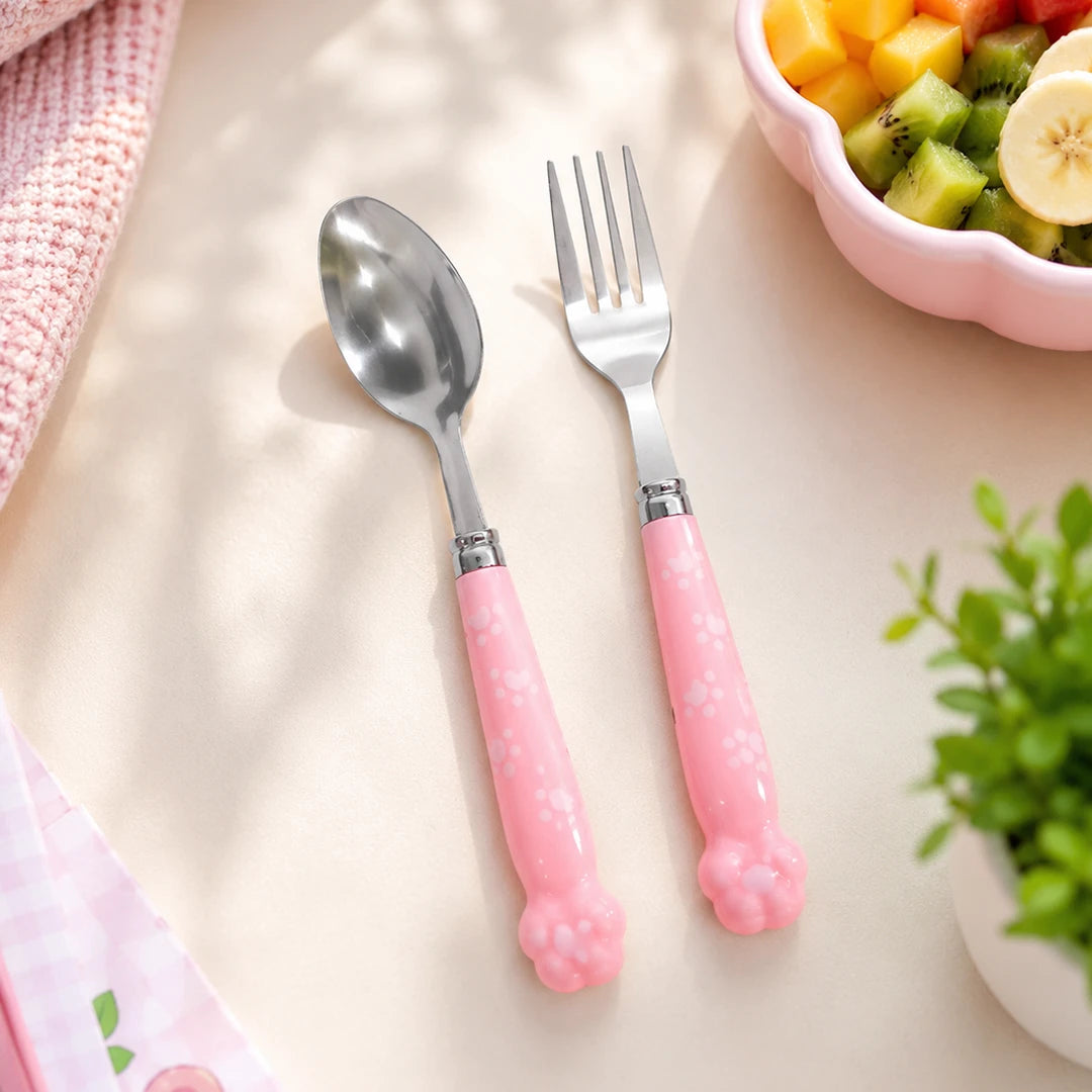 BlushPaw Kids Spoon & Fork Set with Travel Case