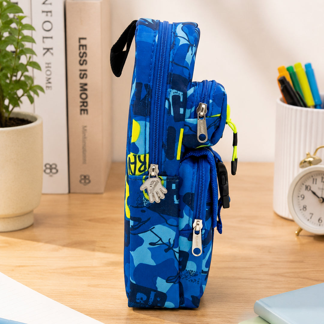 Dino Splash Multi-Pocket Pencil Pouch