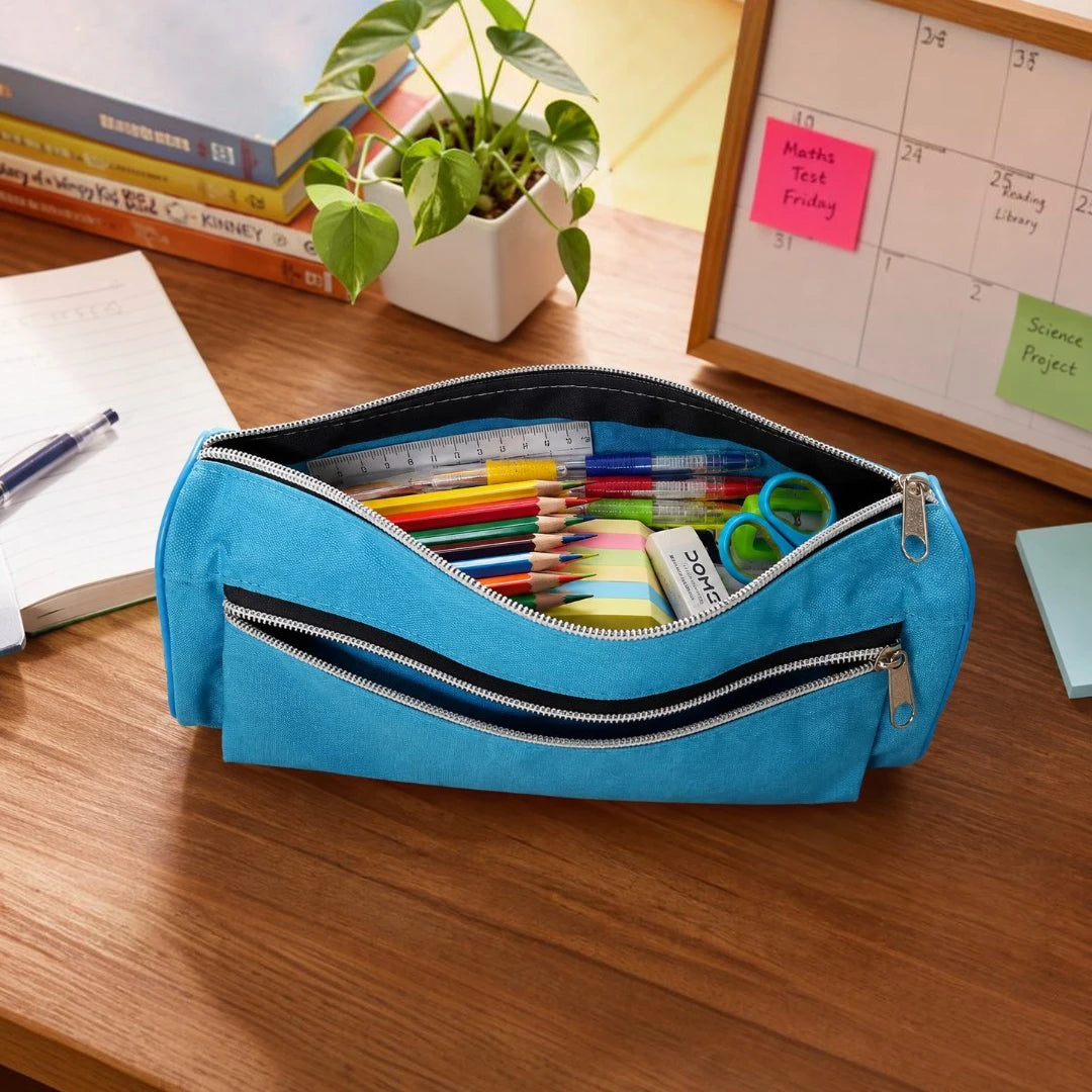 SkyBlue Twin Pocket Pencil Pouch