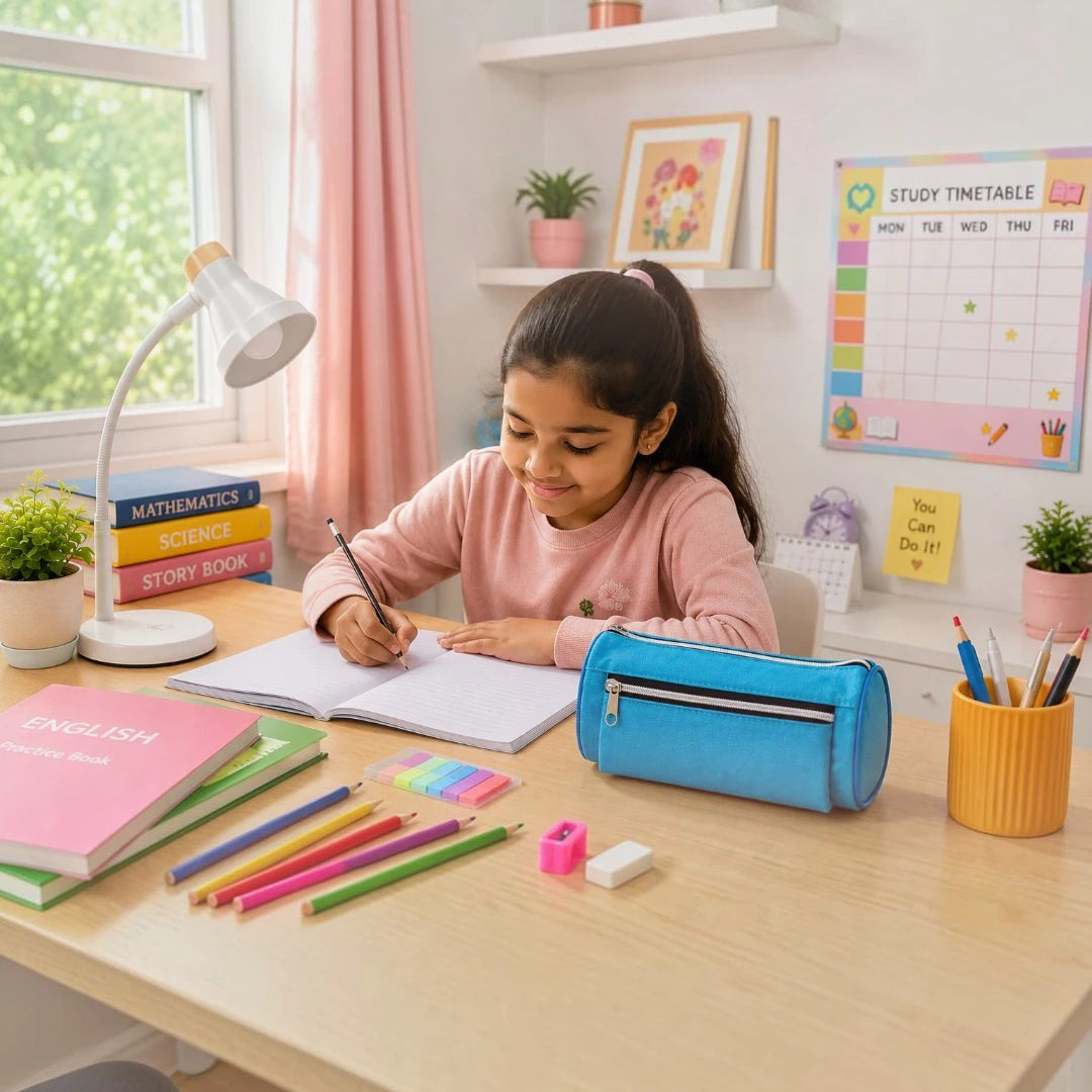SkyBlue Twin Pocket Pencil Pouch