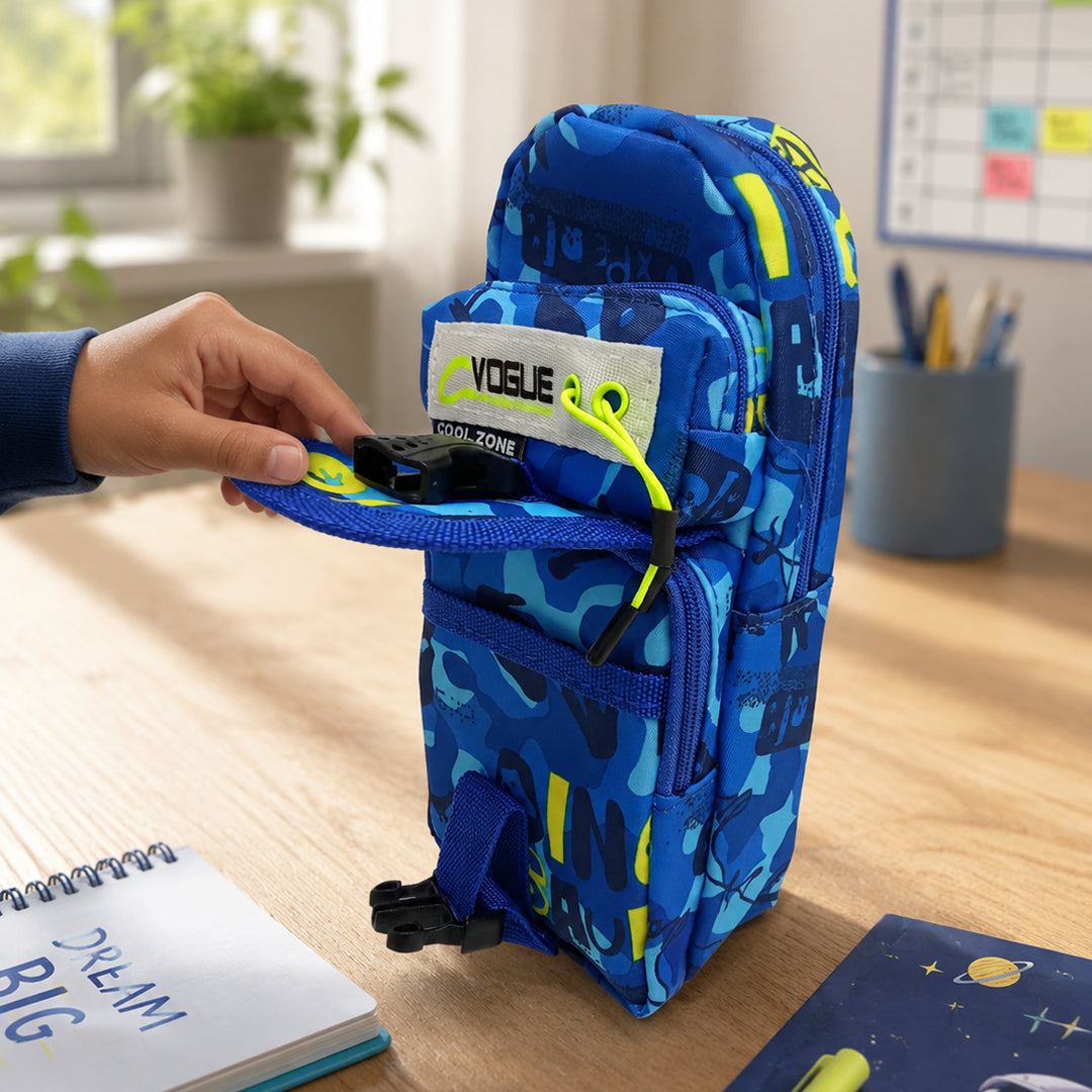 Dino Splash Multi-Pocket Pencil Pouch