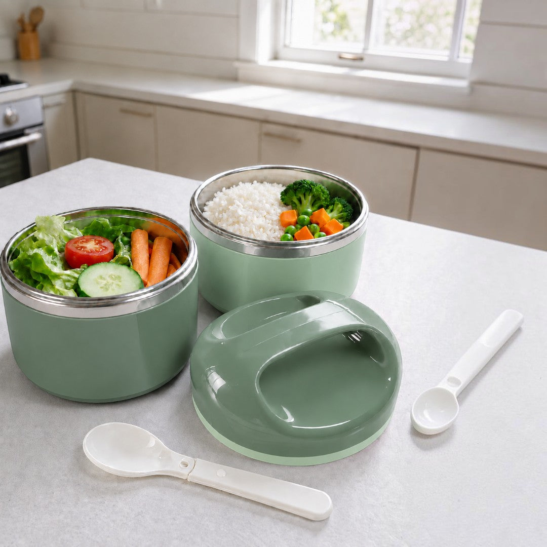 Mint Green 2-Tier Insulated Stainless Steel Lunch Box