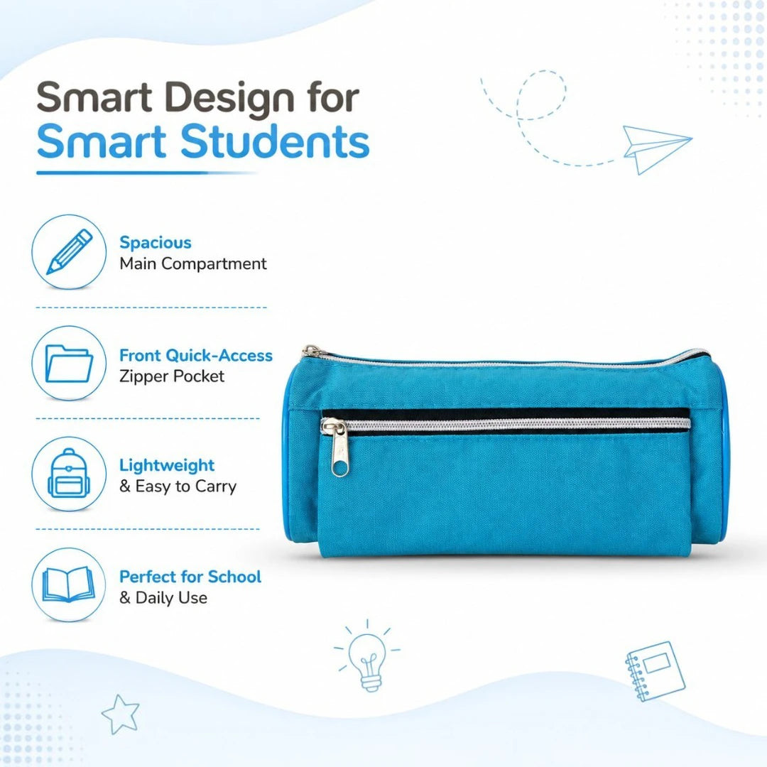 SkyBlue Twin Pocket Pencil Pouch