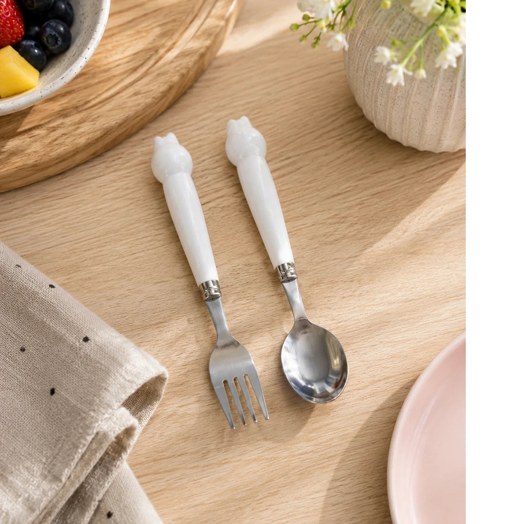 Bunny Buddy Kids Spoon & Fork Set with Travel Case