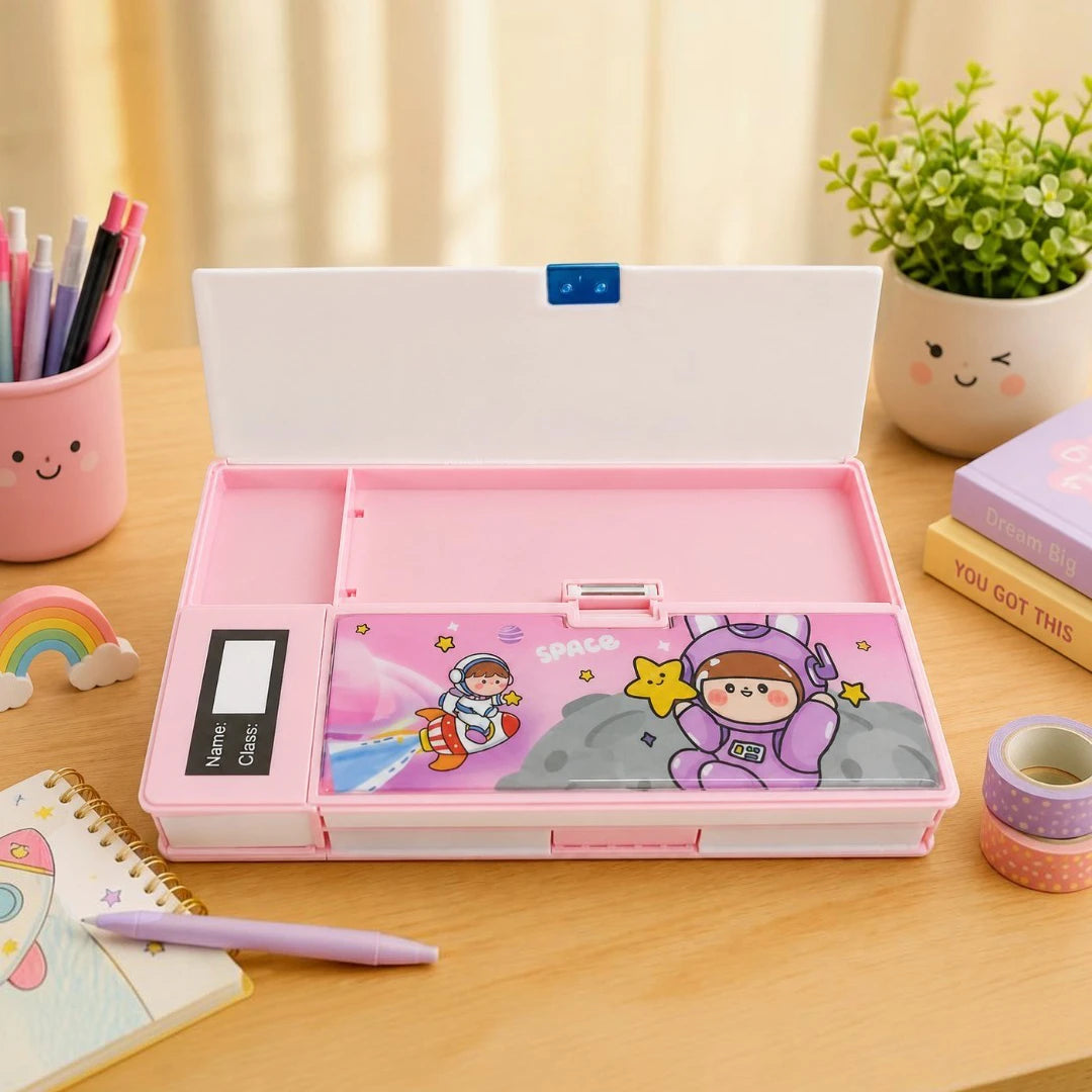 Galaxy Glow Multi-Compartment Pencil Box