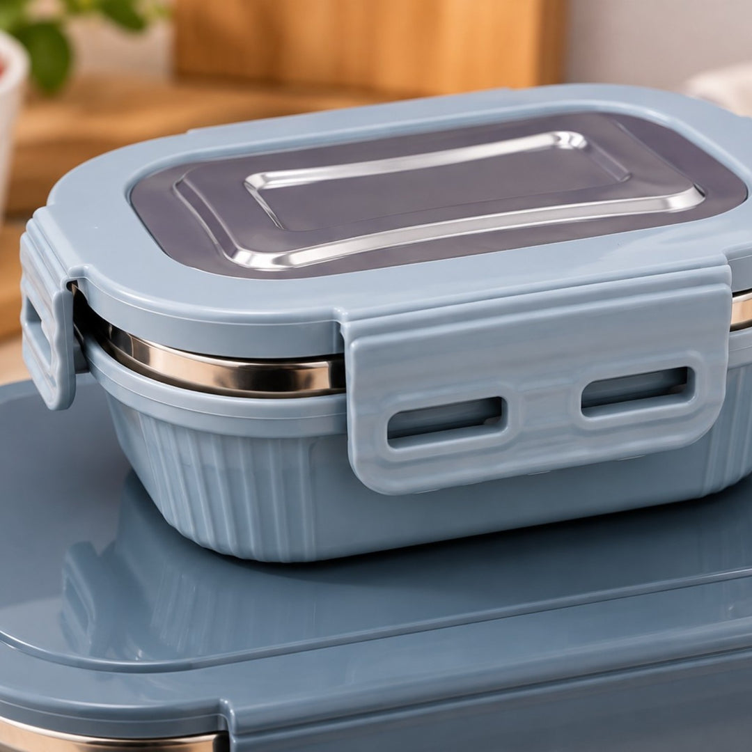 SlateNest Meal Mate Duo Stainless Steel Microwave Lunch Box Set