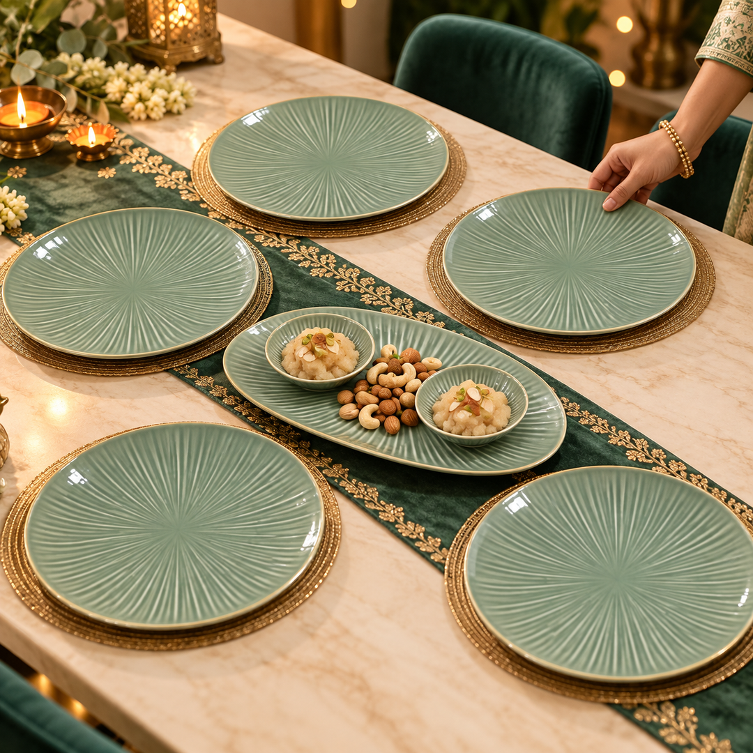 Sage Sunburst Serving Set