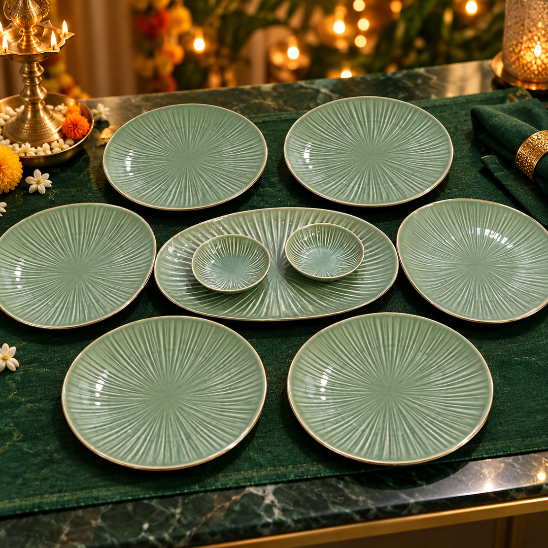Sage Sunburst Serving Set