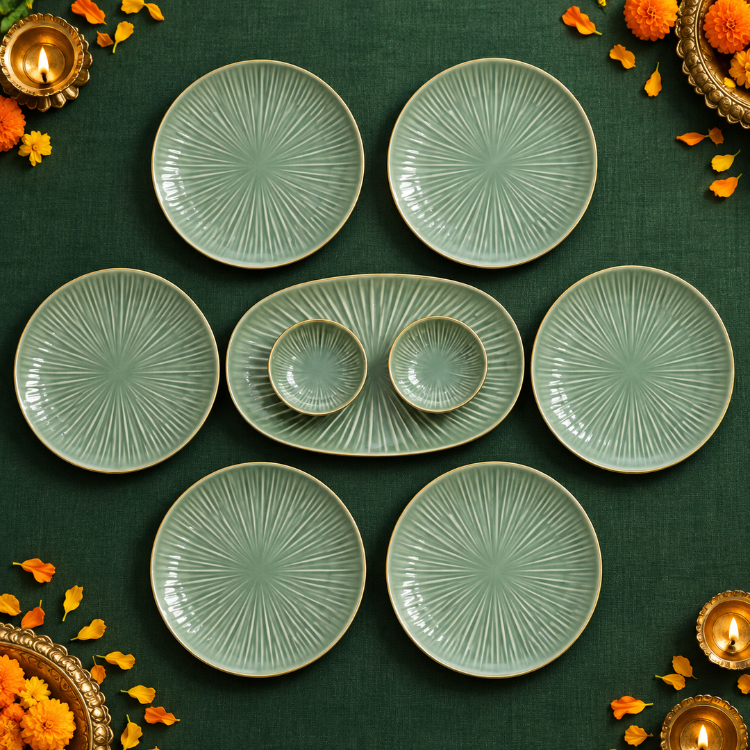 Sage Sunburst Serving Set