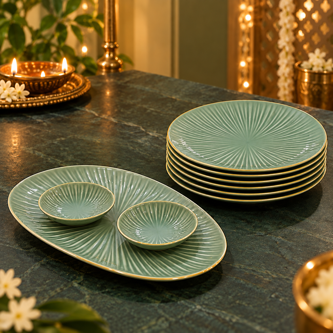 Sage Sunburst Serving Set