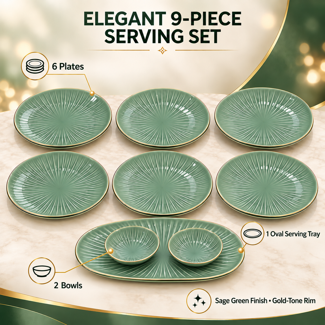 Sage Sunburst Serving Set