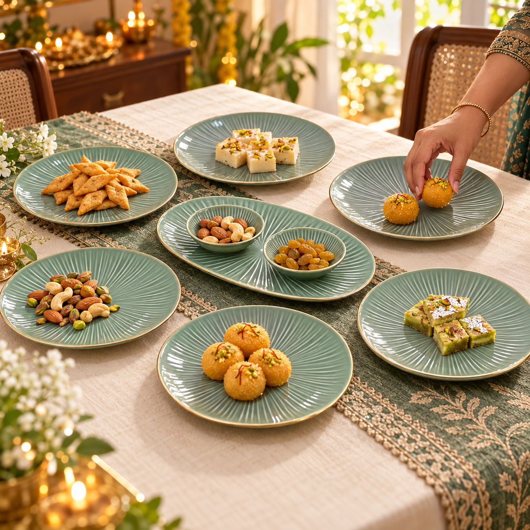Sage Sunburst Serving Set