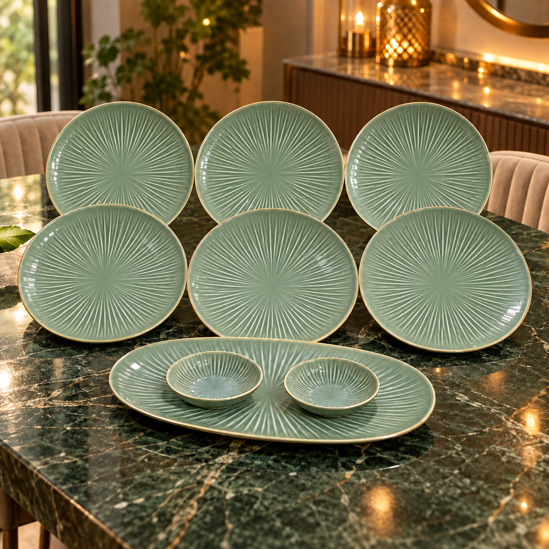 Sage Sunburst Serving Set