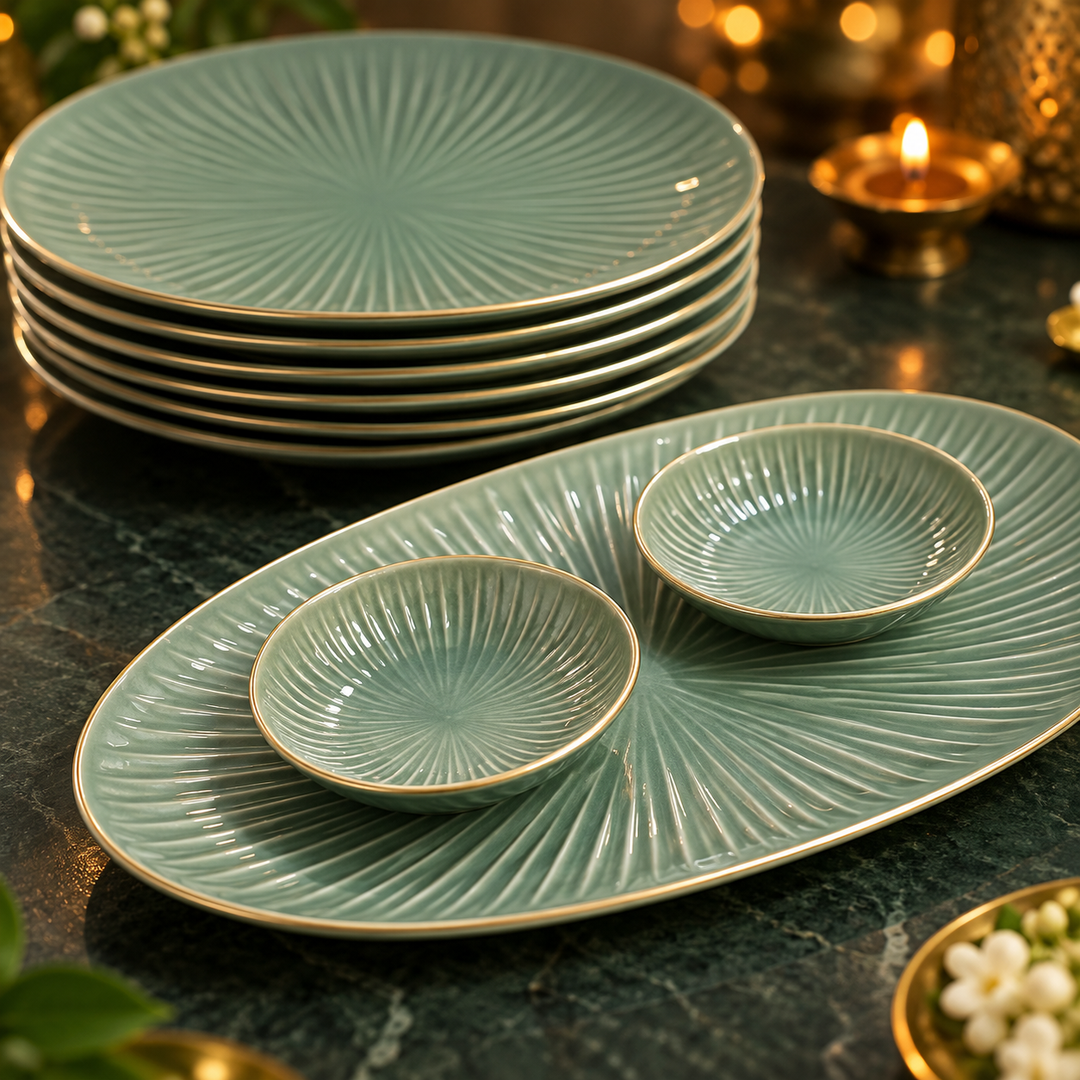 Sage Sunburst Serving Set