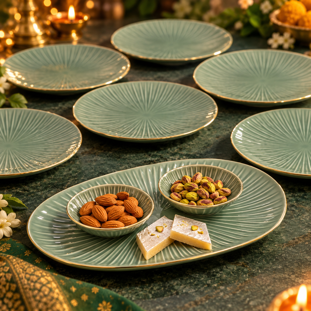 Sage Sunburst Serving Set