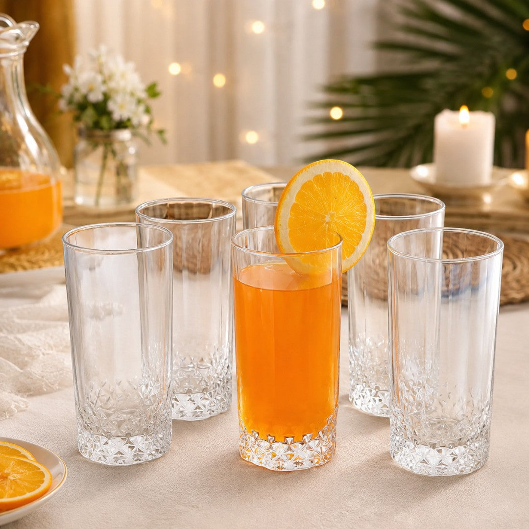 Elegant Facet Tall Drinking Glasses