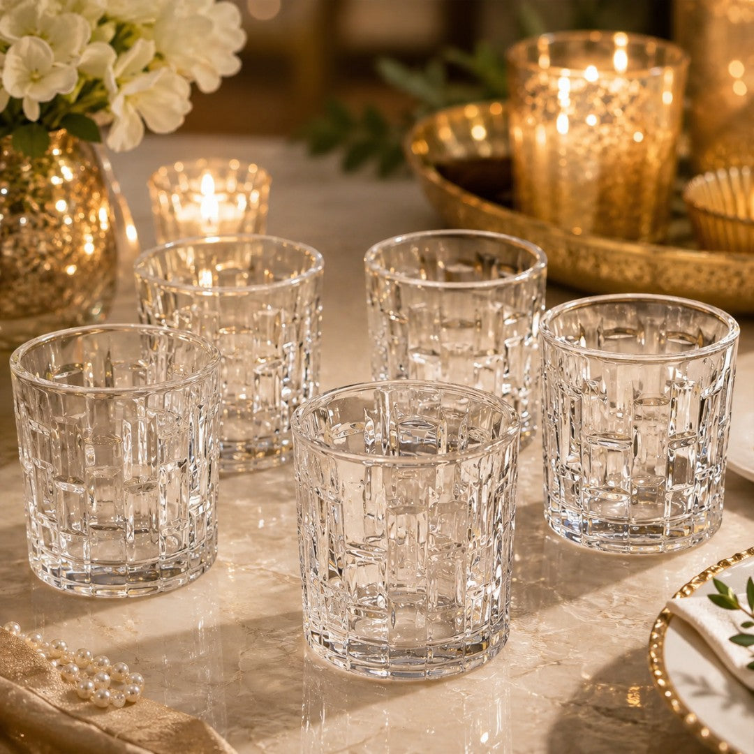 Modern Block Textured Glass Set