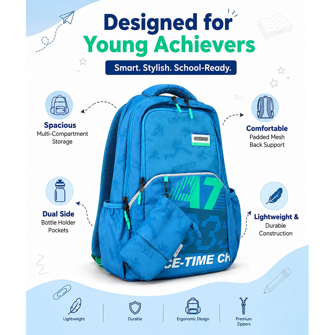 Blue Bolt School Backpack