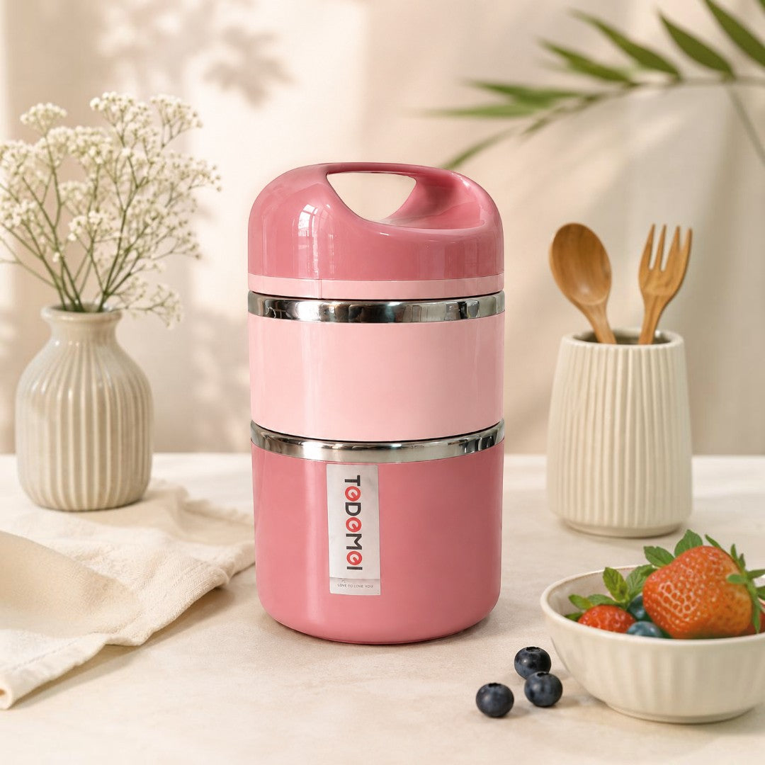 Blush Pink 2-Tier Insulated Stainless Steel Lunch Box