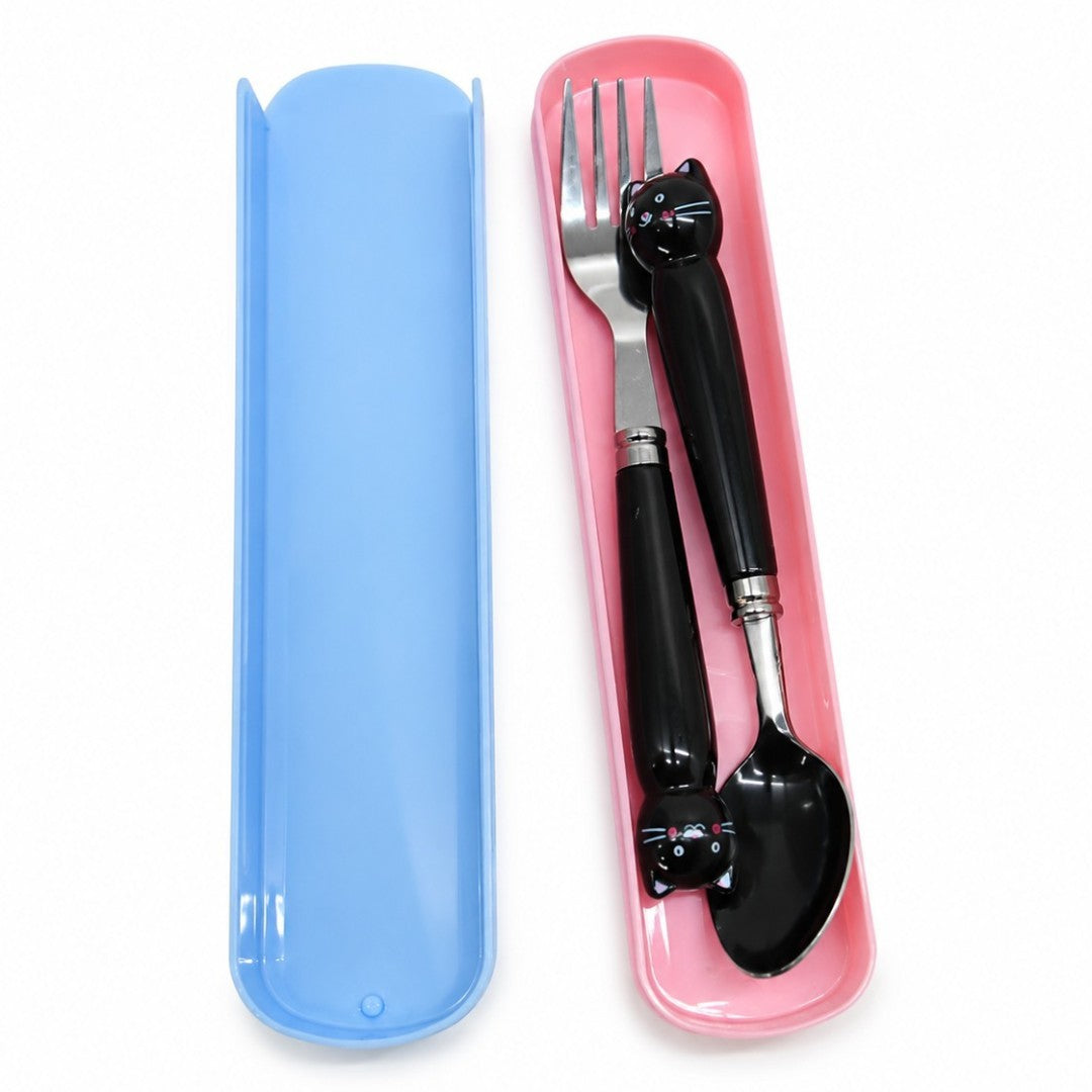KittyGrip Kids Spoon & Fork Set with Travel Case