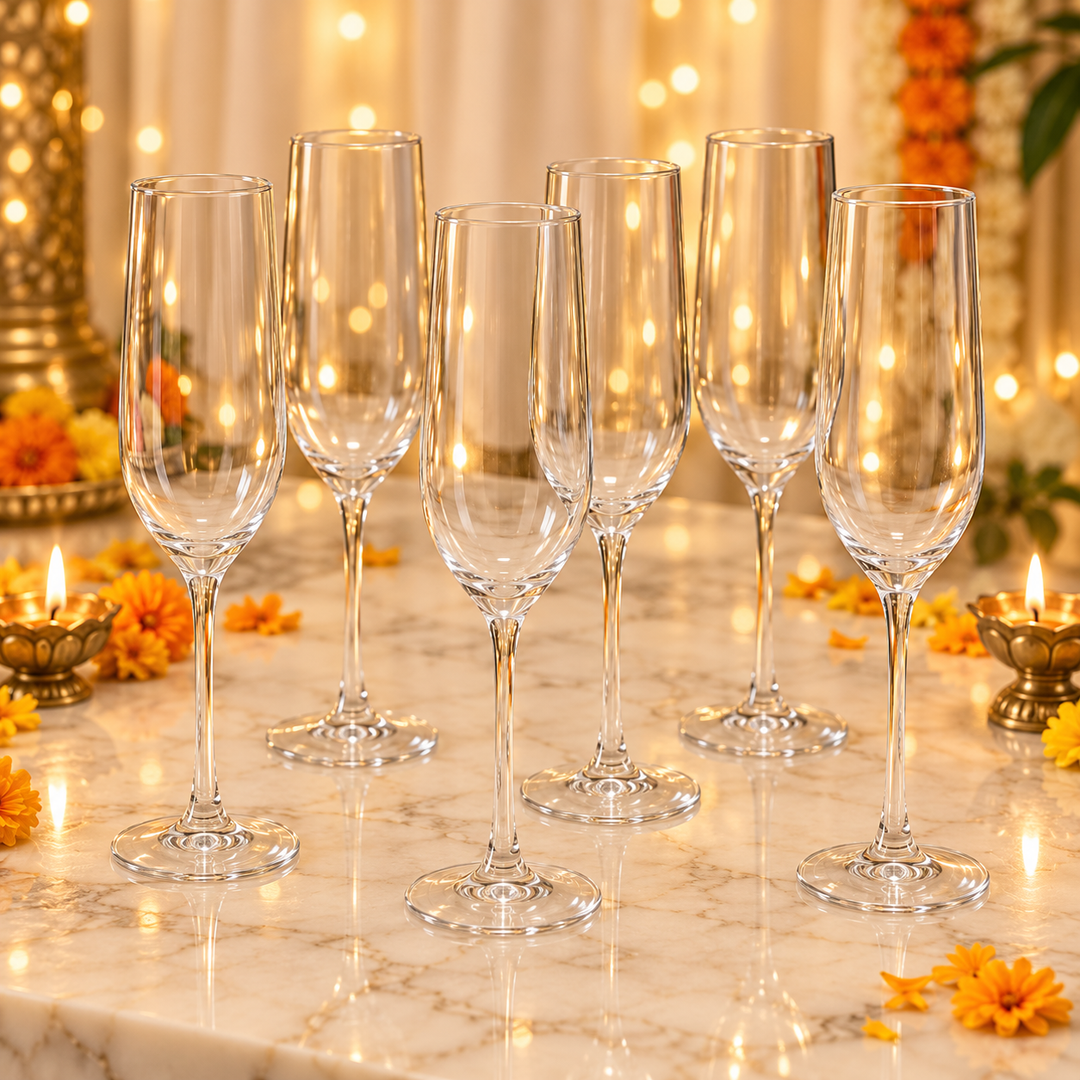 Crystal Toast Champagne Flutes