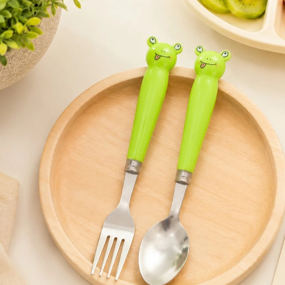 Froggy Fun Kids Spoon & Fork Set with Travel Case