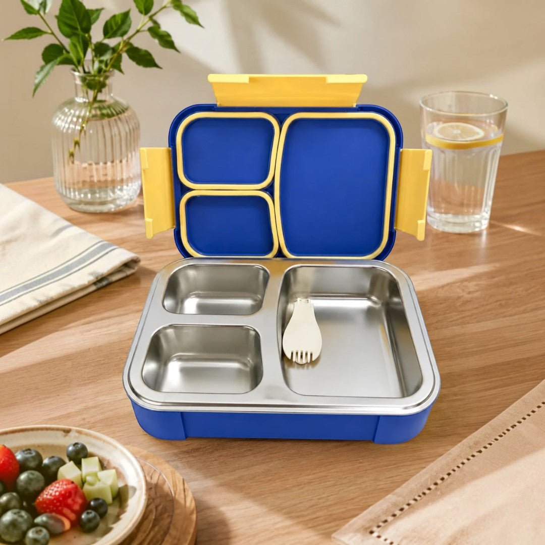 Dino Buddy 3-Compartment Stainless Steel Kids Lunch Box