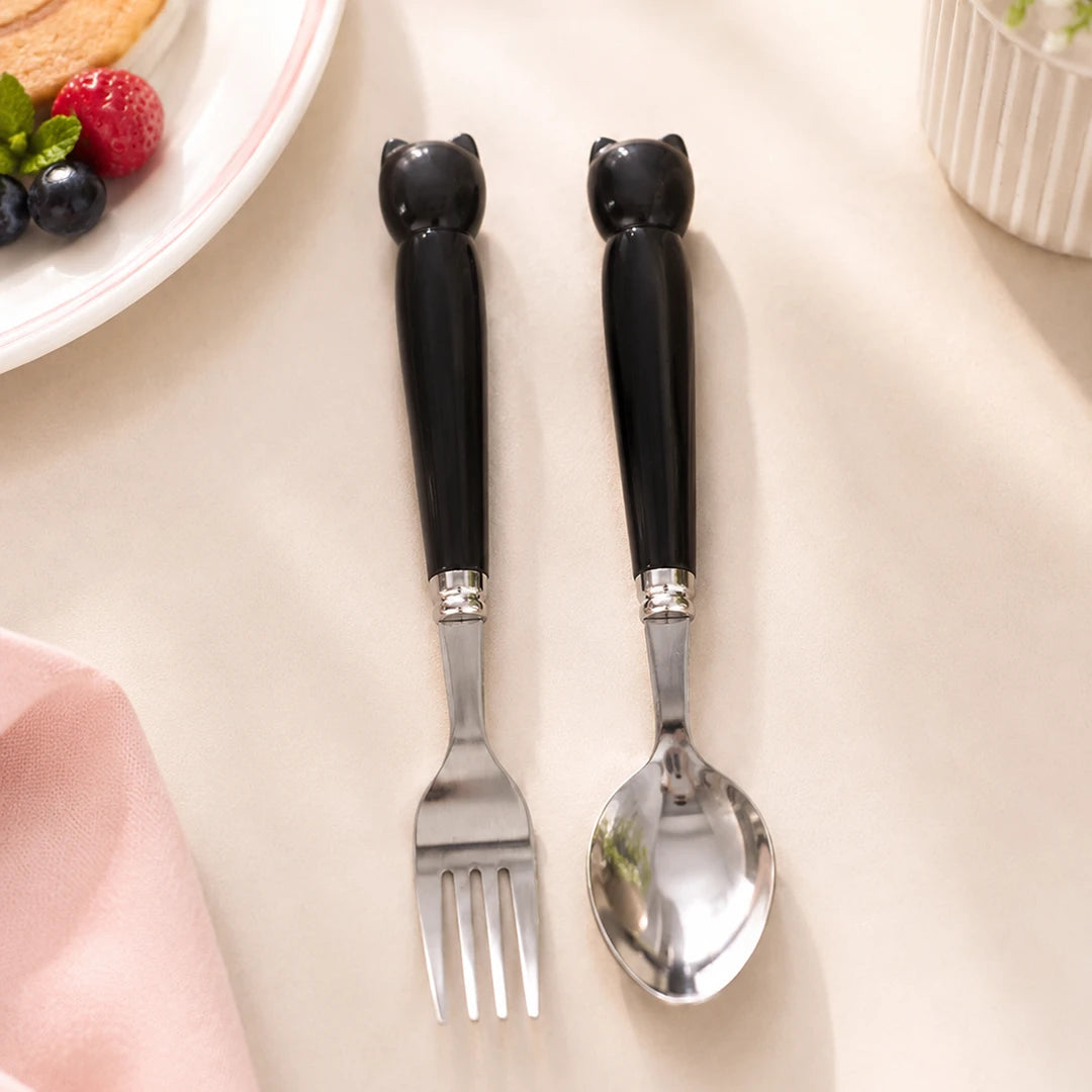 KittyGrip Kids Spoon & Fork Set with Travel Case