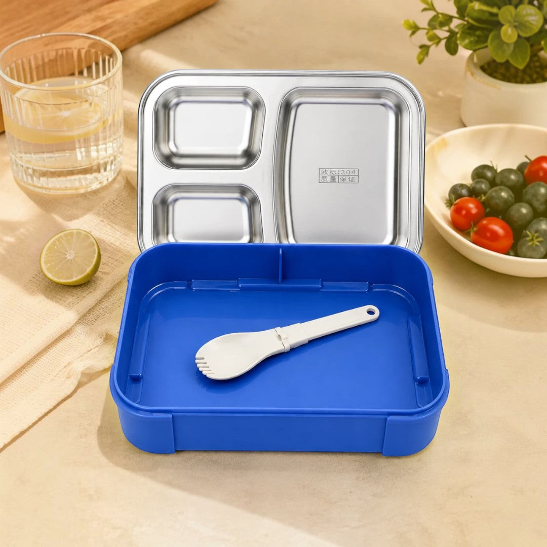 Dino Buddy 3-Compartment Stainless Steel Kids Lunch Box