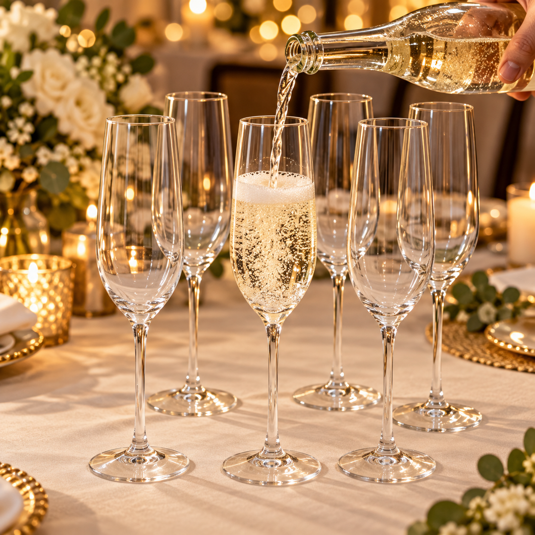 Crystal Toast Champagne Flutes