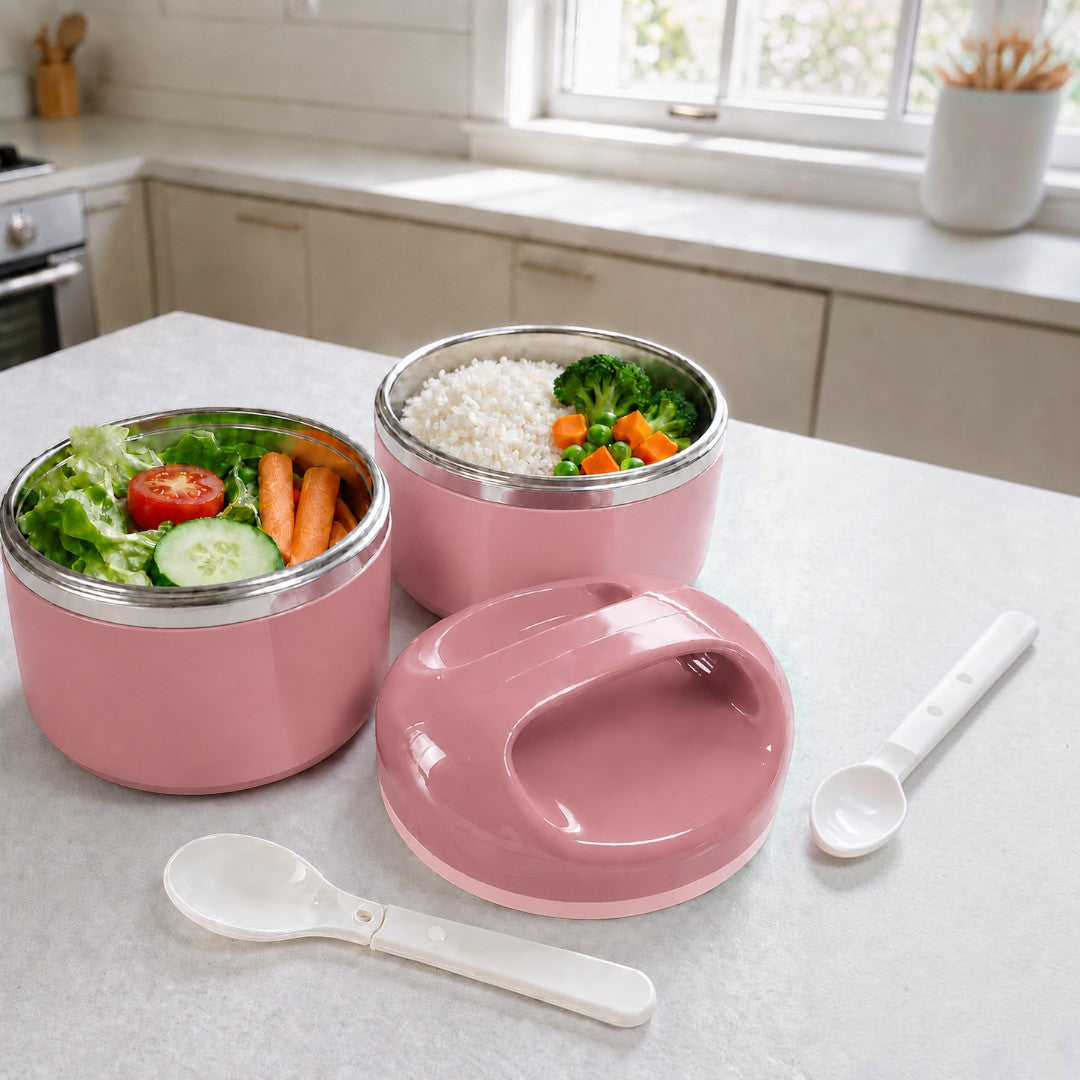 Blush Pink 2-Tier Insulated Stainless Steel Lunch Box