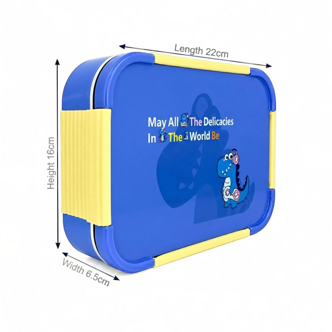 Dino Buddy 3-Compartment Stainless Steel Kids Lunch Box