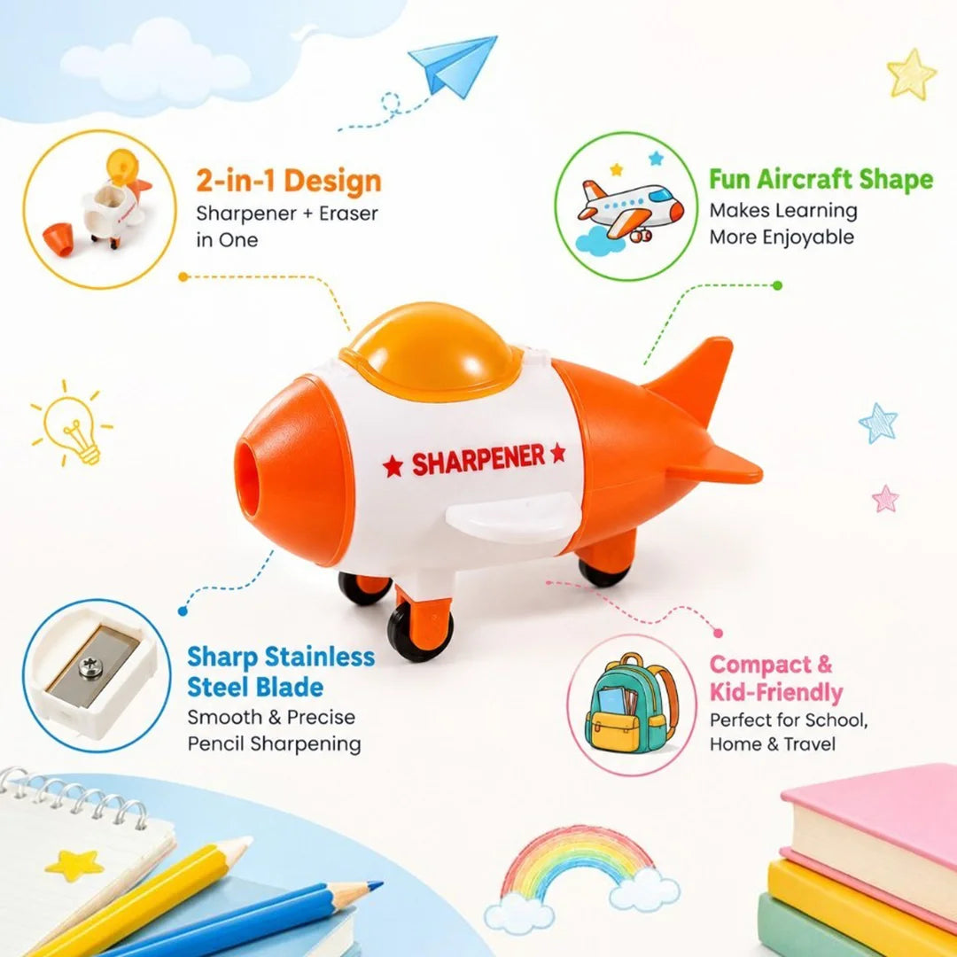 Aero Buddy Duo 2-in-1 Aircraft Sharpener and Eraser Combo